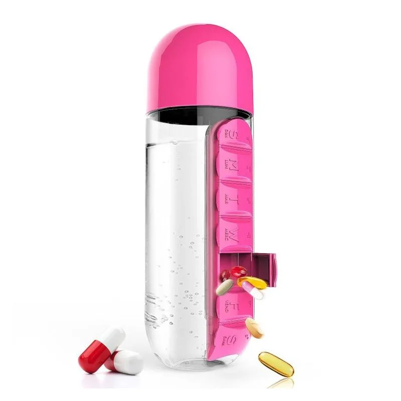 600 мл Спортивная пластиковая бутылка для воды с ежедневными коробками таблеток