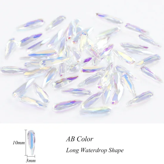 AB Color 10 шт. Holo длинная водяная капля AB цветные стразы 3D Хрустальные амулеты Снежный белок украшения для ногтей маникюр DIY Советы от пыли CH812 - Цвет: AB Color