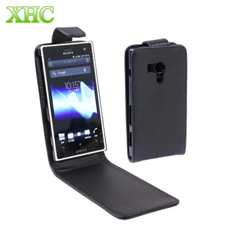 Черный Вертикальный кожаный чехол-книжка для Sony Xperia Acro S/LT26W смартфона S |