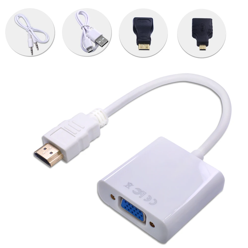 Кабель TISHRIC Mini + Micro Connetor HDMI VGA с аудиокабелем конвертер питания Папа мама адаптер