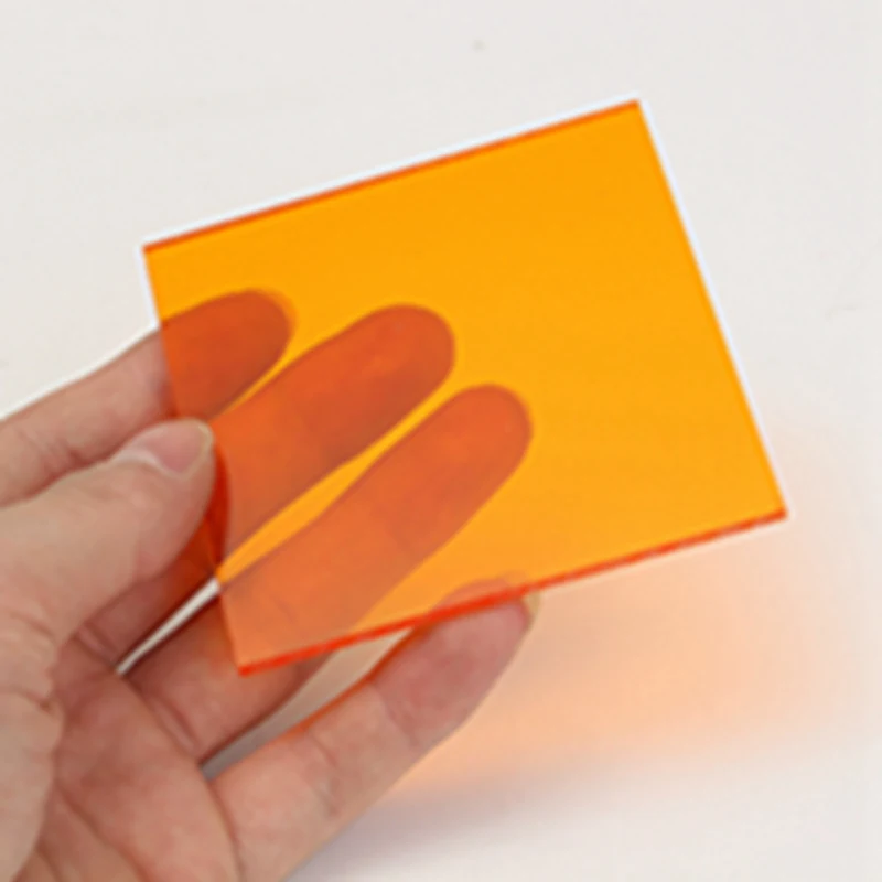 Transparent orange 100x100x2,8 мм прозрачные акриловые(ПММА) листы из оргстекла тонированные/плексигласовая пластина/акриловая пластина черный/белый/красный/зеленый/оранжевый - Цвет: Transparent orange