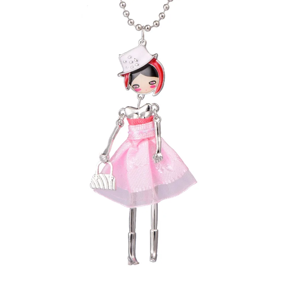 Кукольное ожерелье платье ручной работы кулон в виде париской куклы трендовые