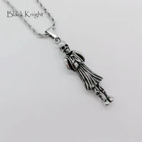 black knight lady dress skull pendant necklace 316 stainless steel gothetic punk lady skull in dress necklace blkn0703