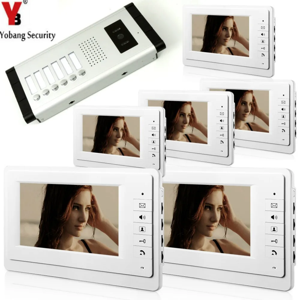 Yobang безопасности 6 квартиры проводной сенсорный экран видео телефон двери