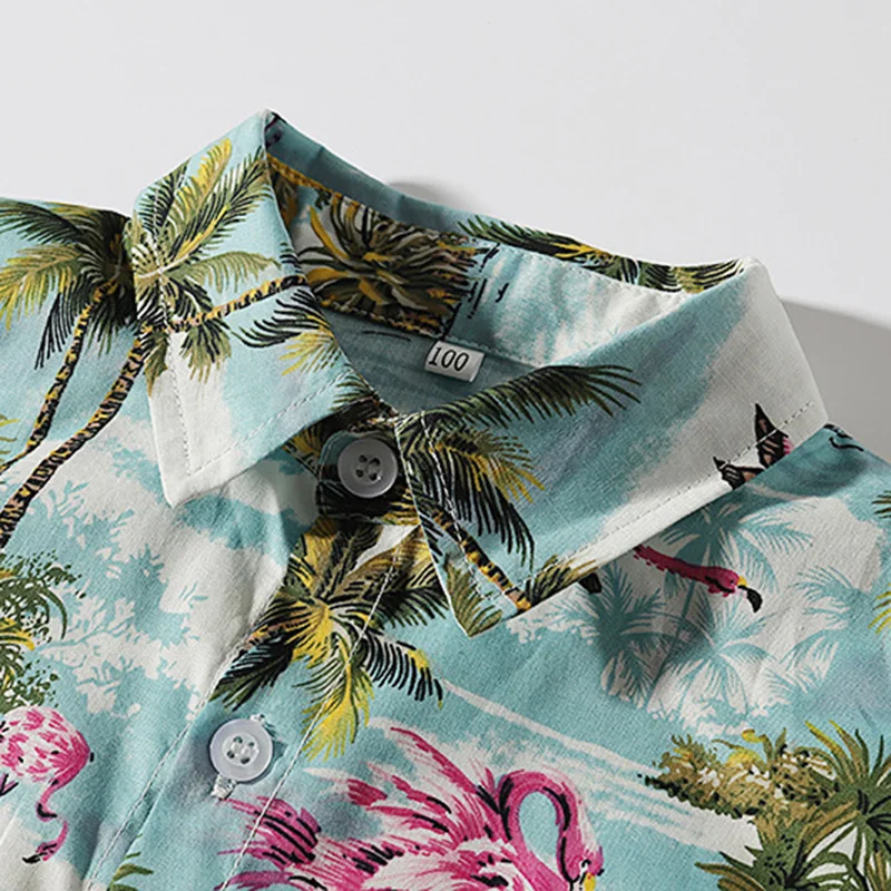 Рубашки для мальчиков лето 2019 Пляжная рубашка с короткими рукавами и