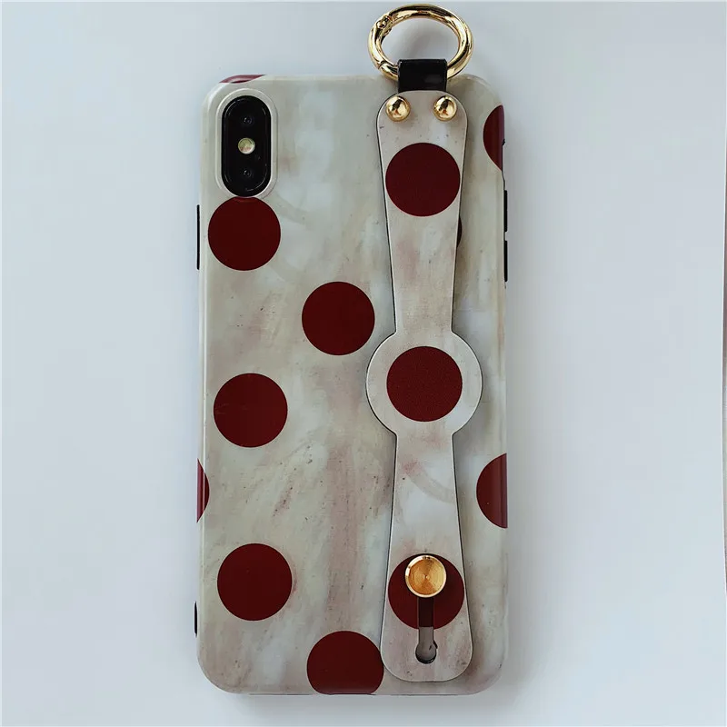 Винно-красный чехол в горошек для телефона iPhone 6 6s Plus XS Max Wave Point мягкий IMD XR X 8 7