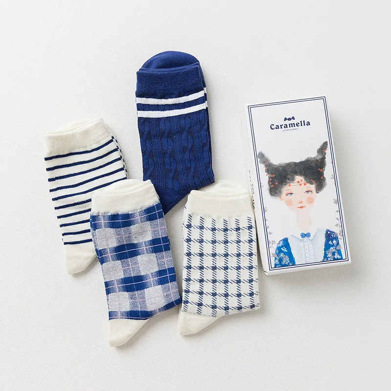 Подарочная коробка Брендовые женские коттоновые носки в стиле ретро Носки на