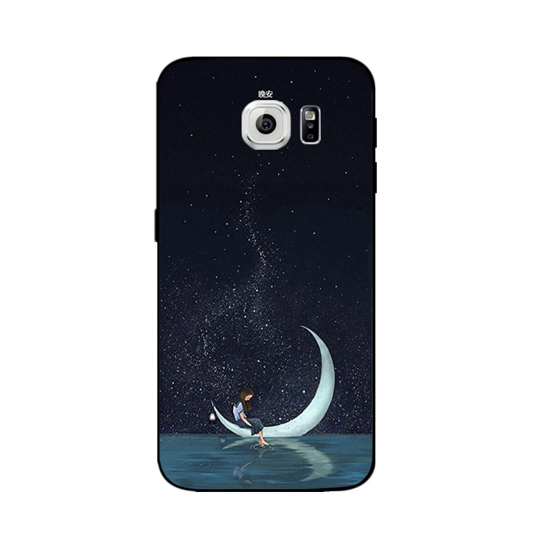 DIY чехол для телефона Samsung Galaxy S6 черный мягкий из ТПУ G9200 G925 ультра тонкий с узором