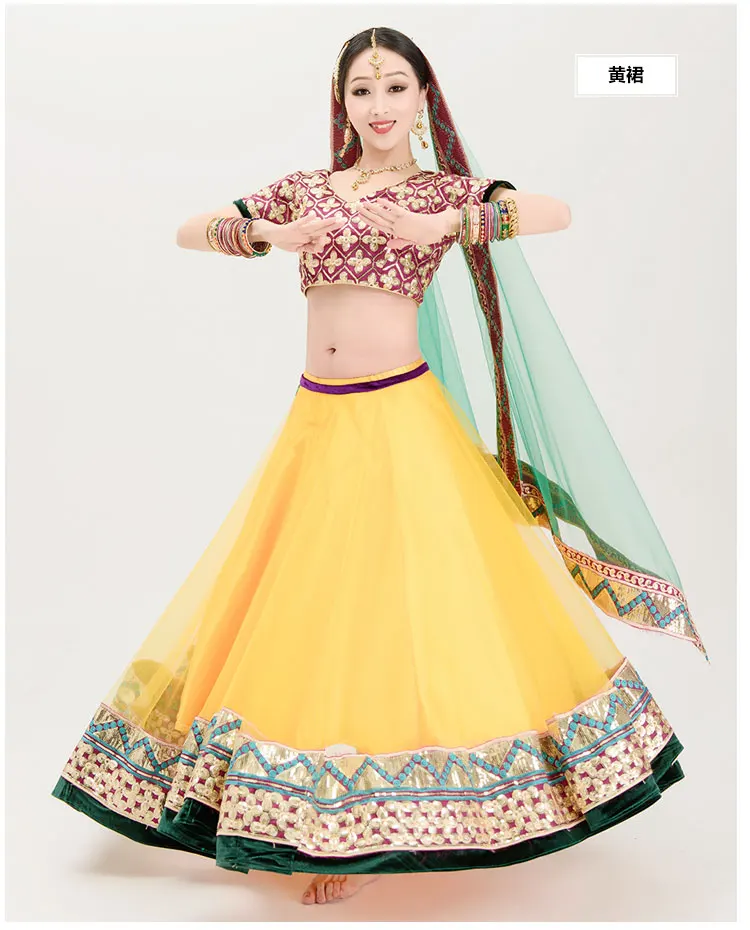 Женский костюм для выступлений в индийском стиле Lehenga Choli с топом вуалью и юбкой |