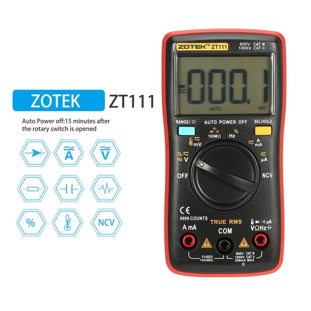 Digital Multimeter ZT111 Multimetro Transistor Tester Mastech uni esr t AC/DC Voltag RMS Clamp Meter Multimetre 111 | Инструменты
