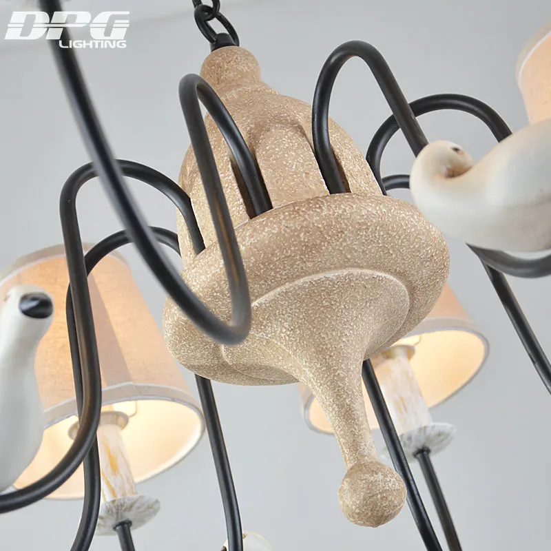 Современная железная белая люстра с птицей домашнее освещение абажуром Китай
