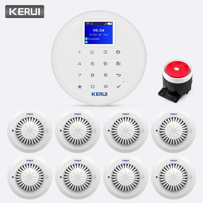 KERUI 433 МГц W17 Беспроводная GSM Wi Fi система сигнализации детектор дыма Домашняя