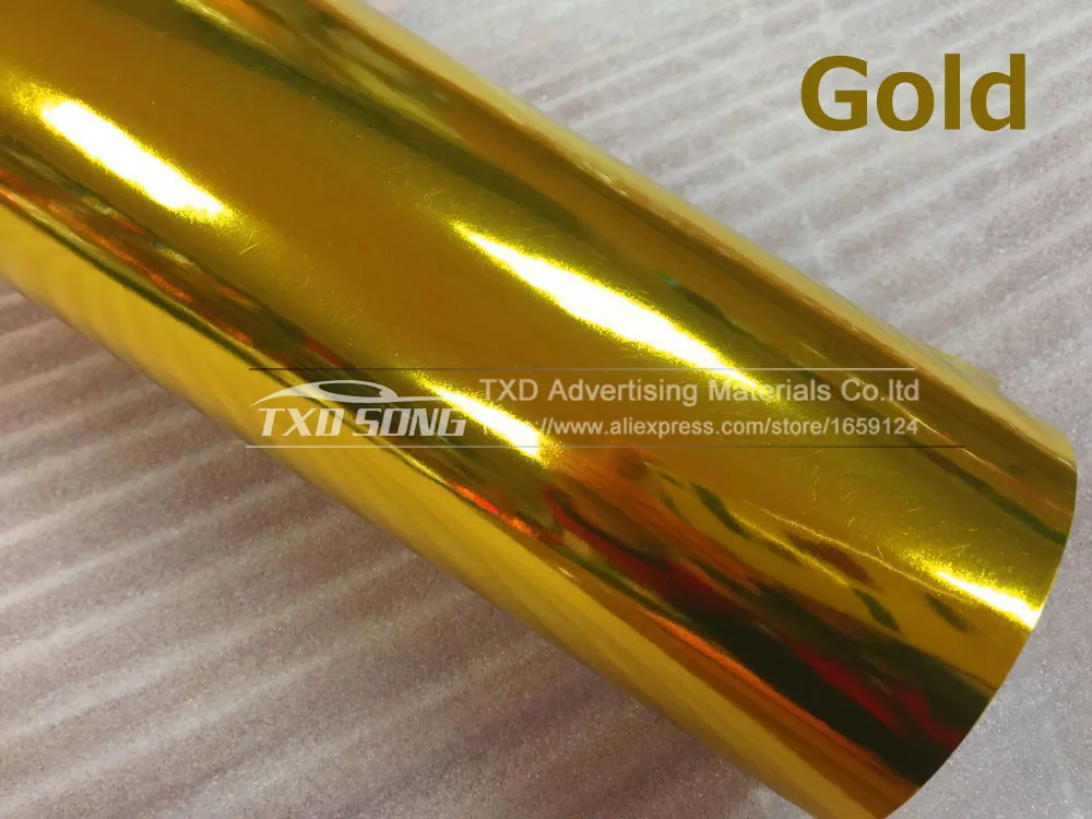 gold Эластичный Тиффани синий хром зеркало винил хромированное зеркало, плёнка с запахом ваши зеркала и добавит позитива Вашей поездке, Стикеры 10/20 Вт, 30 Вт/40/50/60x152 см - Название цвета: gold