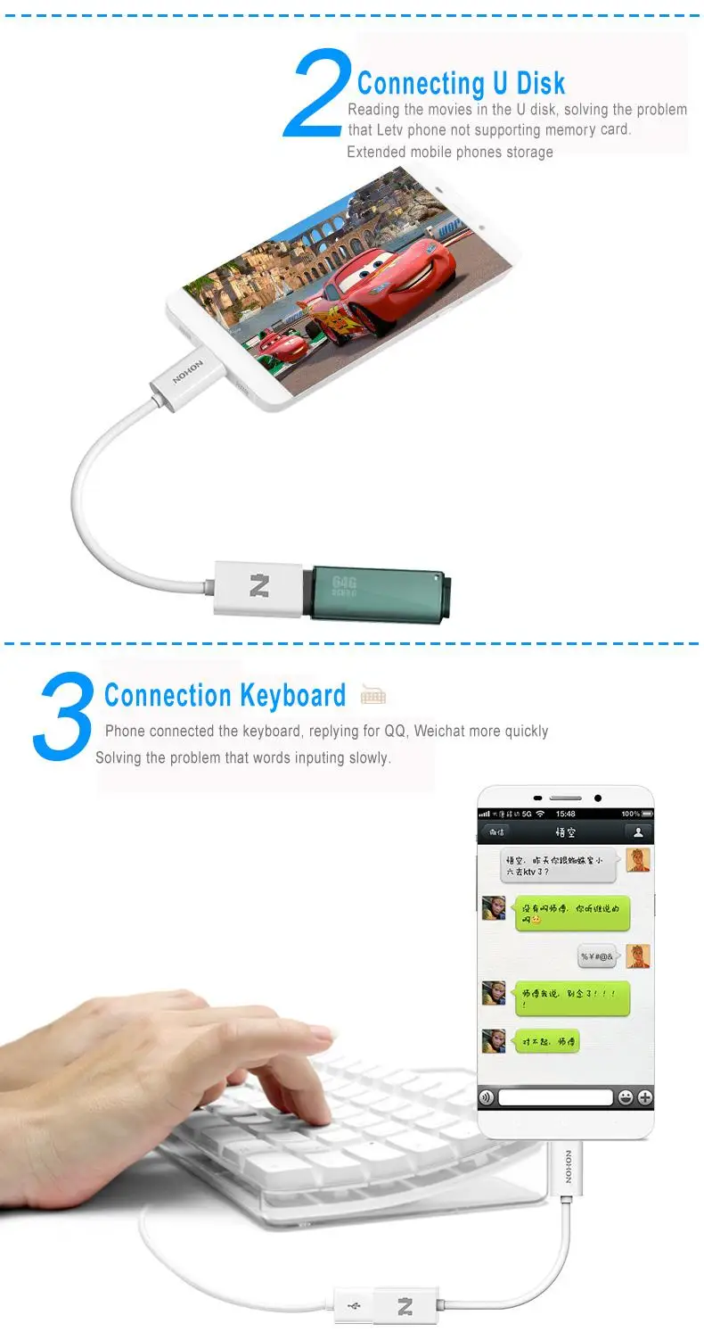 NOHON type-C USB 3,0 OTG Поддержка U диск MP3 смартфон карта для клавиатуры считыватель TPE кабель для передачи данных быстрая скорость передачи данных