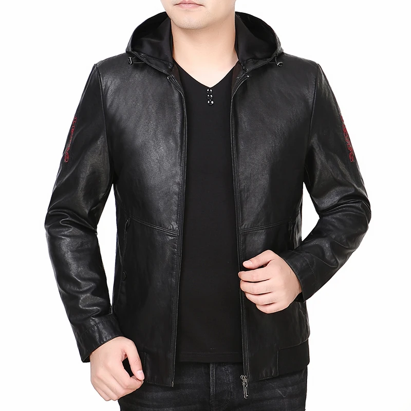 M 3xl новые весенние Для мужчин кожаная куртка для мальчиков тонкие Haining кожа с