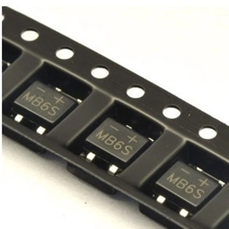 

100pcs MB6S SOP4 Single Phases Diode Rectifier Bridge 0.5A 600V