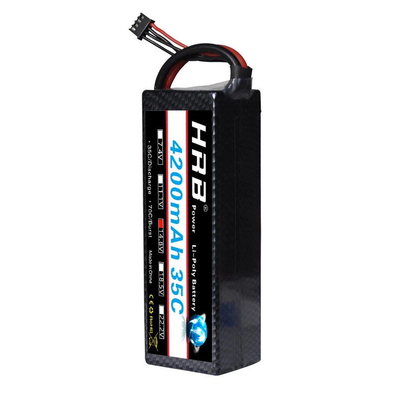 HRB RC Lipo 4S аккумулятор 14 8 V 4200mAh 35C MAX 70C жесткий чехол Bateria Drone для вертолетов