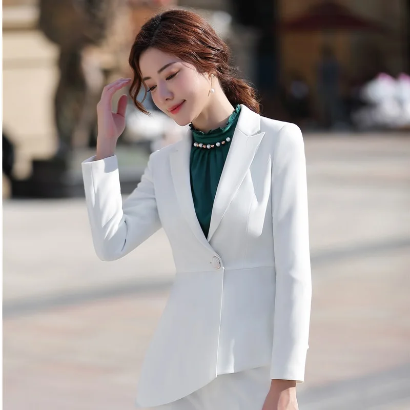 Новинка белые Асимметричные деловые блейзеры и куртки пальто для женщин весна