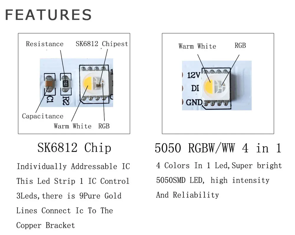 SK6812 5050SMD RGBW(Similair WS2812b) 4 в 1 DC12V индивидуальная Светодиодная лента IP30/IP65/IP67 60 светодиодов/Pisxels/m