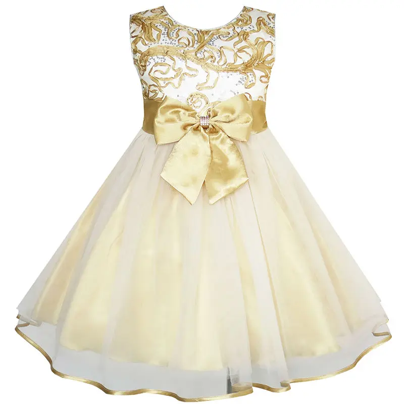 Sunny Fashion платья для девочек платье Цветок Девушка Платье Галстук-бабочка