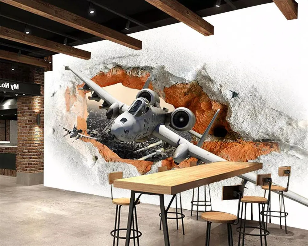beibehang Custom wallpaper 3d photo mural fighter missile cafe restaurant personality wall papers home decor | Обустройство дома
