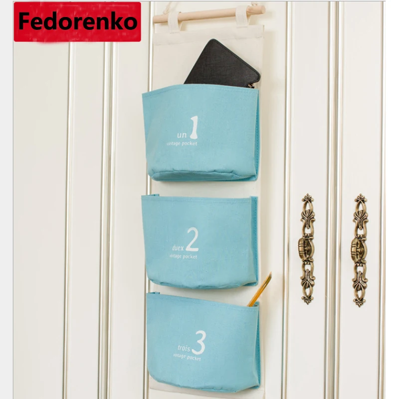 5 шт./партия для хранения дома и в офисе холст настенный подвесной карманы