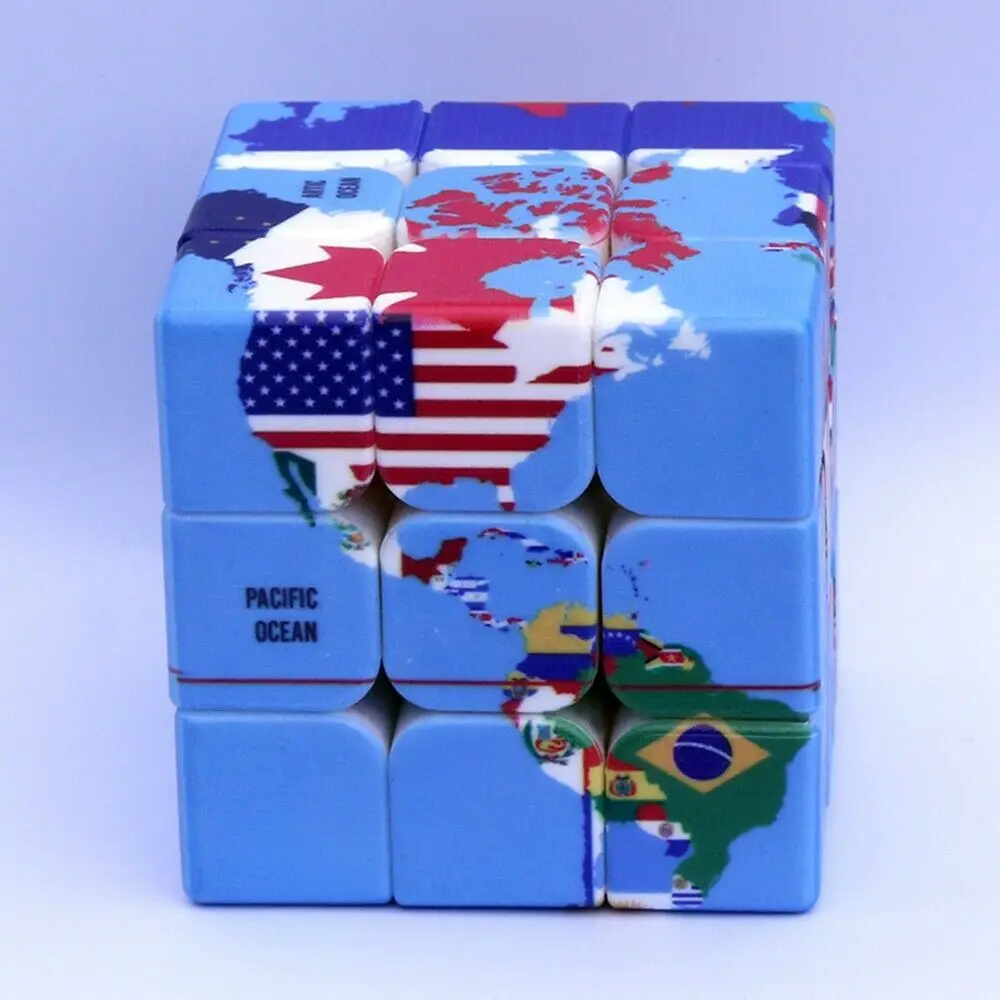 Скоростная карта мира национальный флаг 3x3x3 дизайн Магический Куб 3D IQ игры Твист