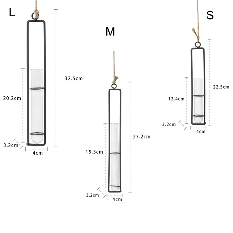 1 шт. Железная висячая декорация с стеклянной вазой для растений, бонсай, цветов, свадебного декора и аксессуаров для дома.