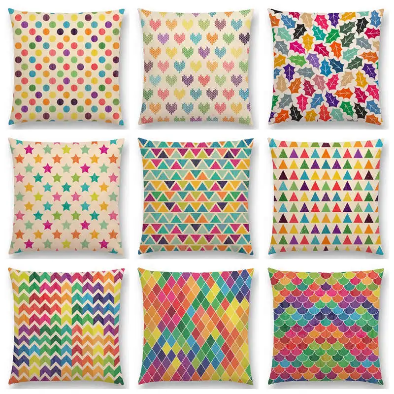 Красочные цветы листья точки звезды милые геометрические узоры пастельные