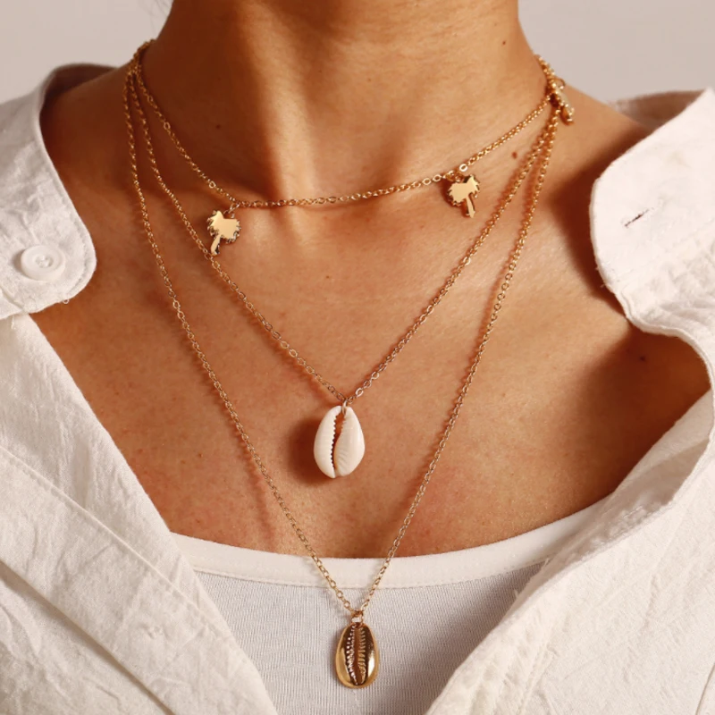 Богемные многослойные ожерелья для женщин и девушек Модный золотой цвет длинный