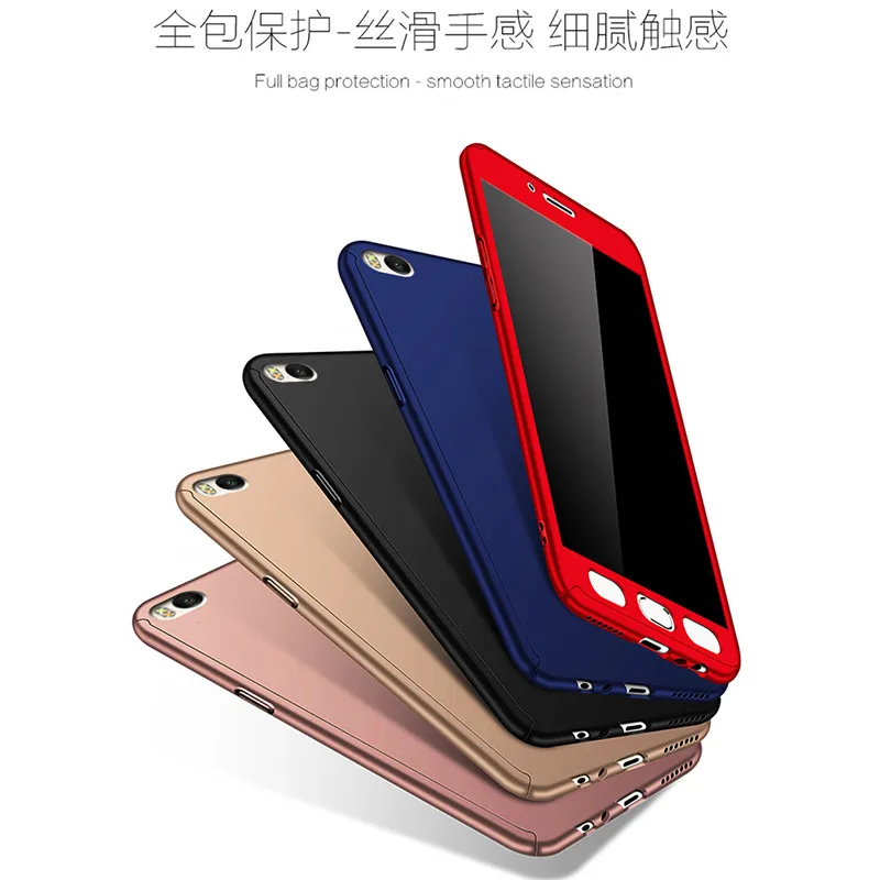 Для Xiaomi 5X A1 5S 360 Защитный чехол с полным корпусом задняя крышка закаленным стеклом