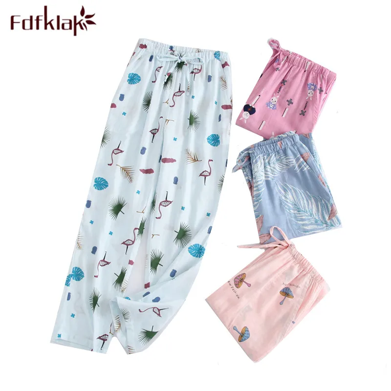 

New Outerwear home pant women autumn winter sleepwear pajama pants print cotton long sleep pant ladies homewear lounge trousers