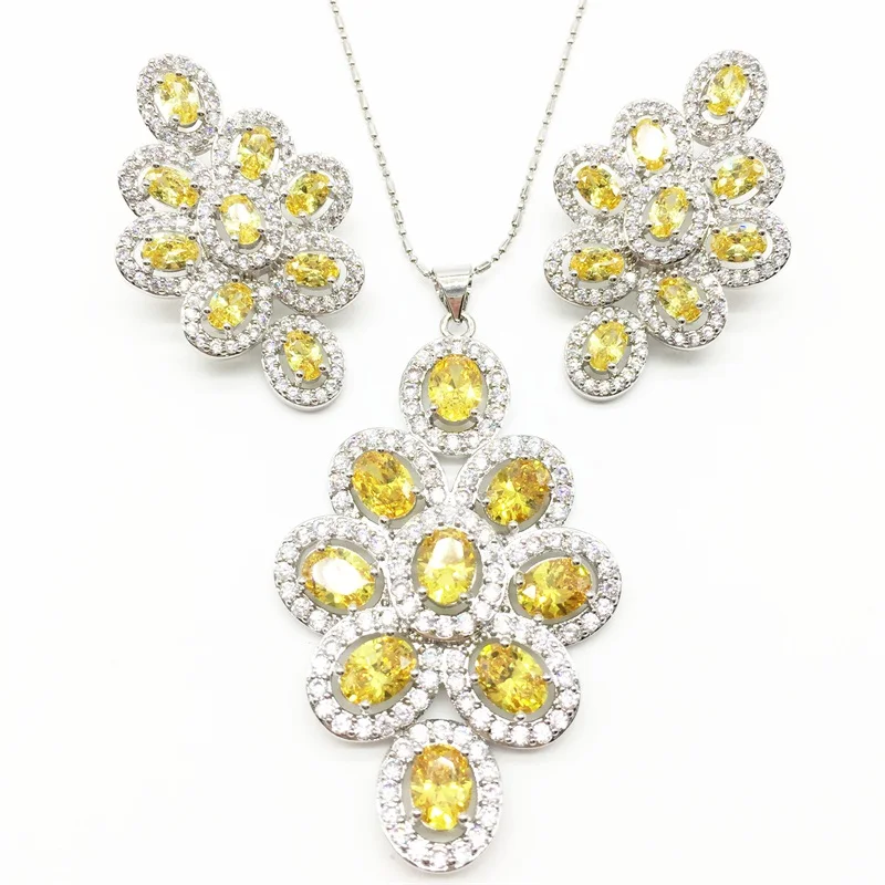 Женский ювелирный комплект из колье и серёг серебра 925 пробы|necklace and earrings|jewelry sets for