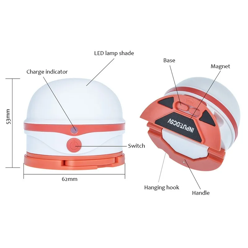 Портативный уличный фонарь для кемпинга мини-светодиодный с SOS 3 часа освещения