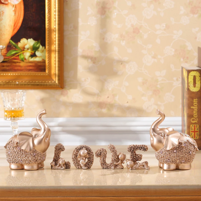2 шт./компл. статуэтки слона декоративные коричневый слон Смолы Сад фигурки