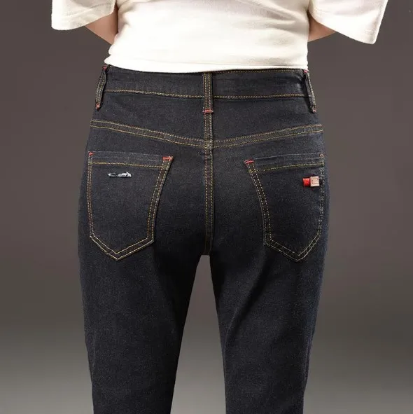 Женские черные Стрейчевые джинсы для женщин Джинсы бойфренда женские рваные