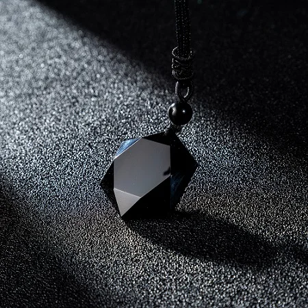 black blank bead Черный обсидиан с резьбой в виде звезды камни Веревка ожерелье Пара мощная энергия ювелирные изделия - Окраска металла: black blank bead