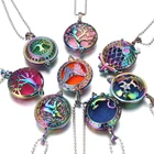 Винтажное ожерелье серебряного цвета с ароматерапевтическим ароматизатором и цветочной бабочкой, подвеска-медальон