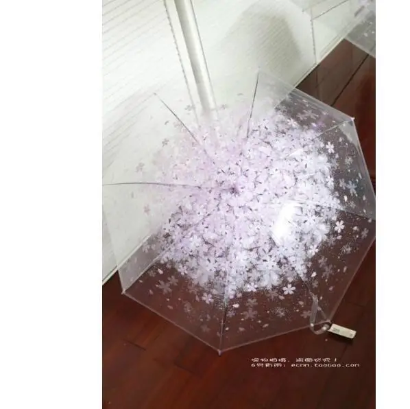 Модные прозрачный зонтик Cherry Blossom Для женщин дождь Сакура длинной ручкой Зонты