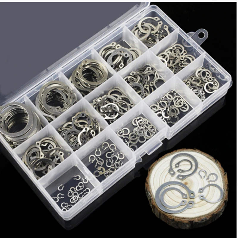 

1 box 225pcs Shaft circlip for 304 stainless steel shaft ring block shaft circlip gasket