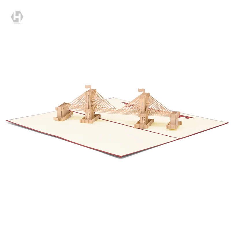 Сердце лунный мост карты Крафт лазерная 3D резка бумага всплывающие с конвертом