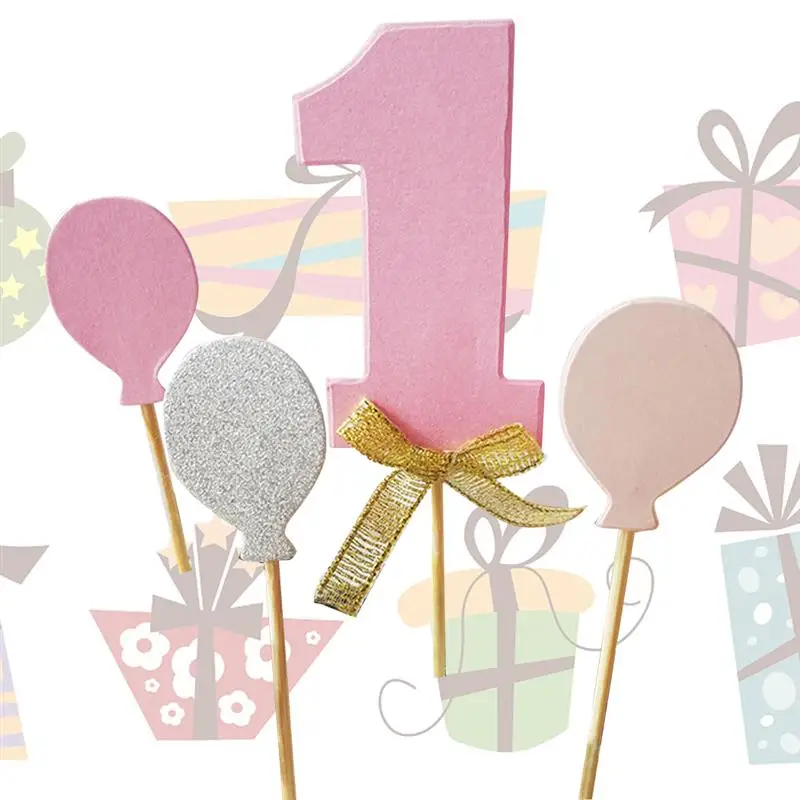 FunPa 4 шт торт Топпер декоративный номер 1 шар формы блестящие топперы кекс выбор