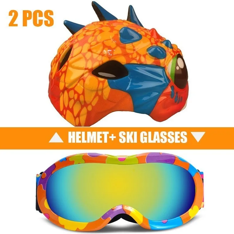 2 Pcs Ski Helmet Goggles Boys And Girls Snowboard Helmet Moto Snowmobile Skateboard Safety Helmet Mask Winter Skiing Goggles - Цвет: Color21