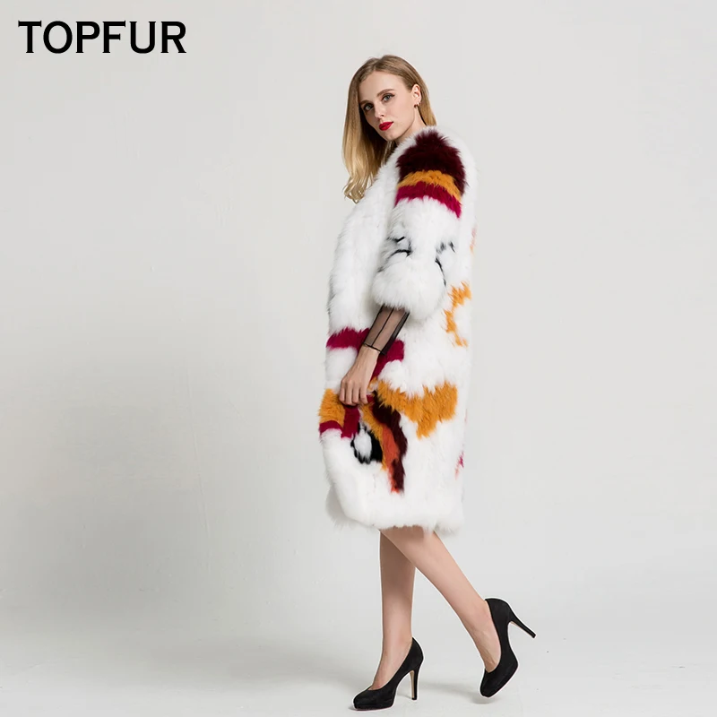 TOPFUR 2019 Новое поступление роскошное вязаное пальто из натурального меха енота