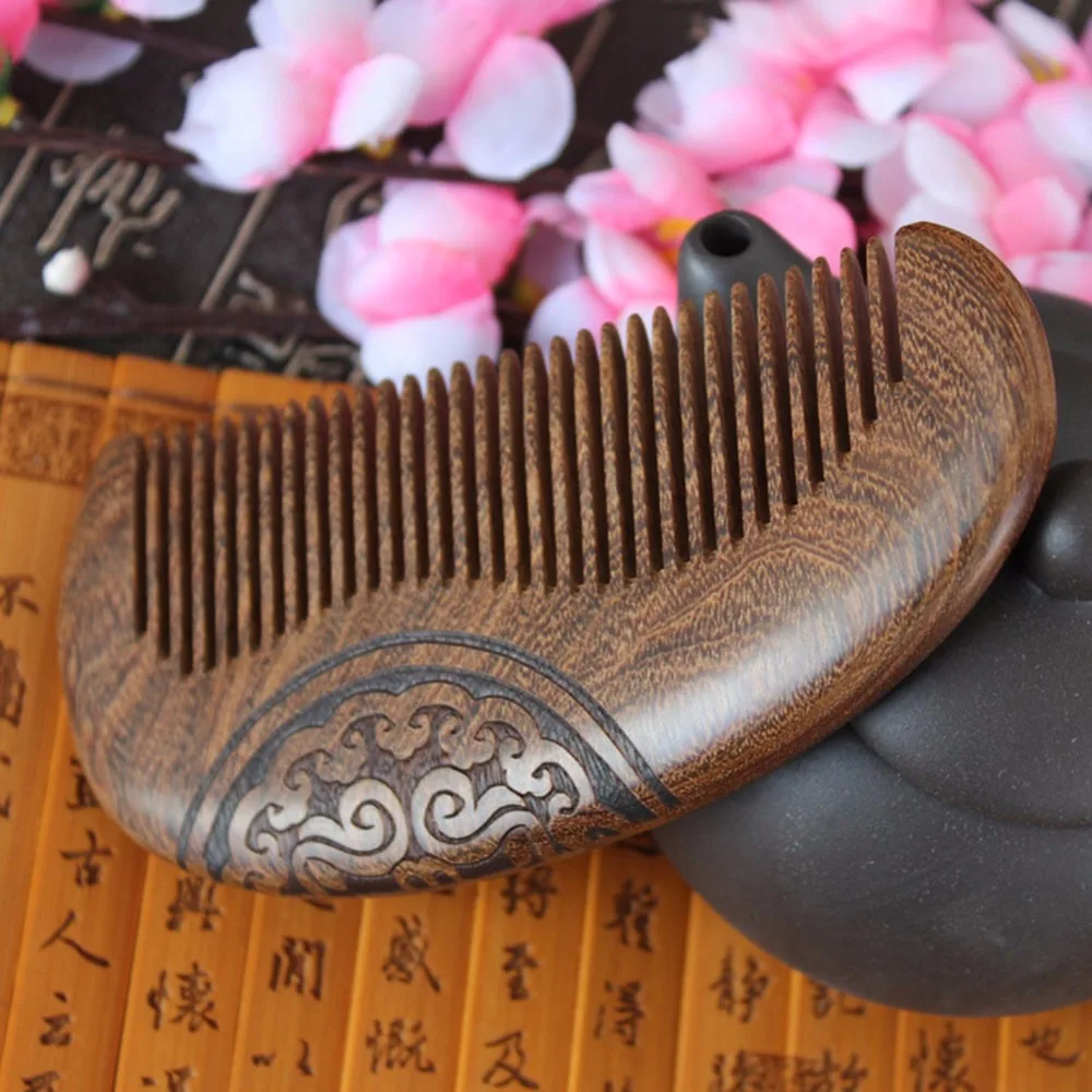 Кофейная деревянная расческа из натурального сандалового дерева супер узкая
