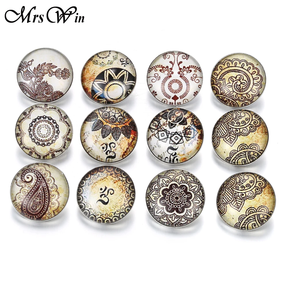10pcs/Lot New Snap Jewelry Exotic Kaleidoscope Flower Theme 18mm Glass Buttons Fit Bracelet Bangles | Украшения и аксессуары