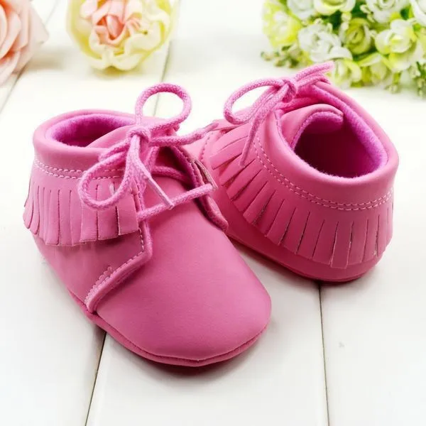 New First Walkers Solid Soft Sole Cotton Fabric Winter Crib Toddler Tassel Spring And Autumn Short Boots For Baby Shoes |