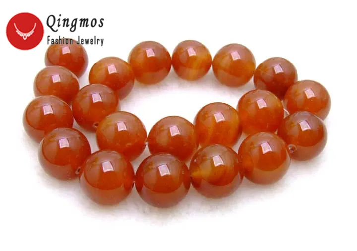 

Qingmos 18mm Round Red Natural Agates Beads for Jewelry Making loose Strand 15" Beadwork-los224