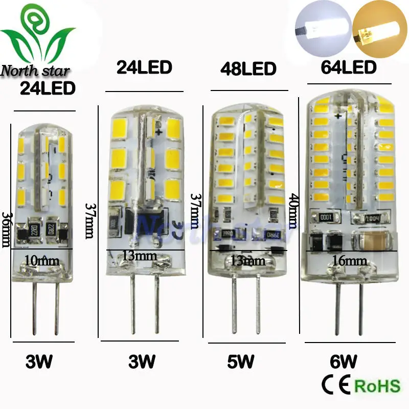 G4 G9 3014 2835 светодиодный Кукуруза лампы 3 Вт 6 10 24 DC12V Cree чипы для замены с украшением