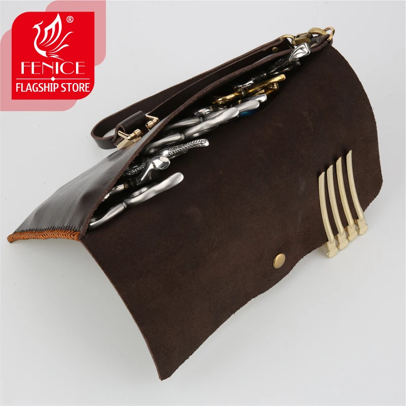 Высококачественный кожаный чехол Fenice для парикмахерской ножницами сумкой